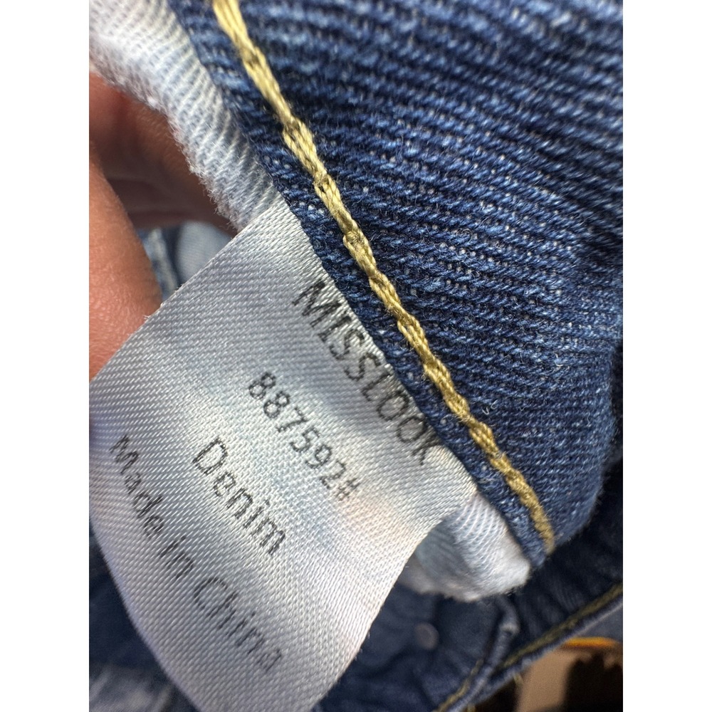 Misslook Sunflower Print Distressed Straight Leg Denim Jeans Blue 2XL boho art - Picture 7 of 14